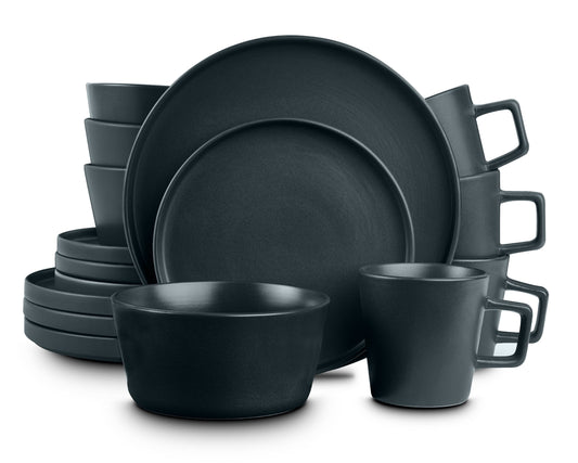 Celina 16-Piece Gray Matte Stoneware Dinnerware Set for Four